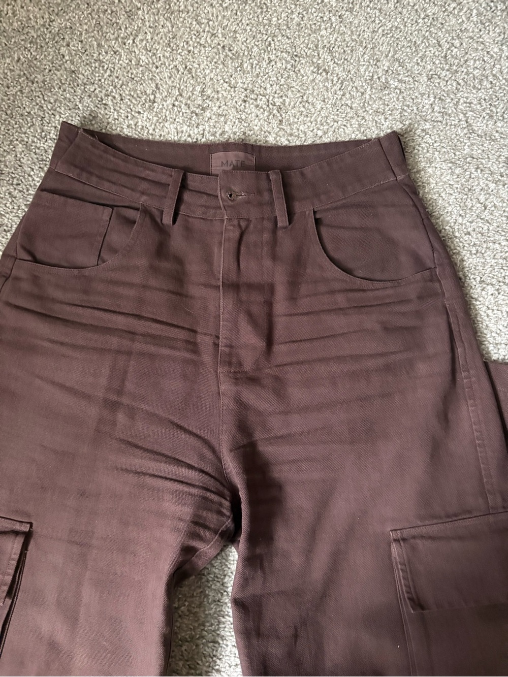 MATE The Label Cargo Carpenter Pant Organic Cotton Chocolate Brown Small - Picture 4 of 9